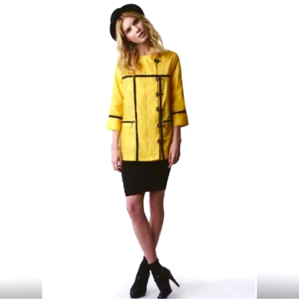 Zac Posen Yellow Trench Raincoat with Belted Waist